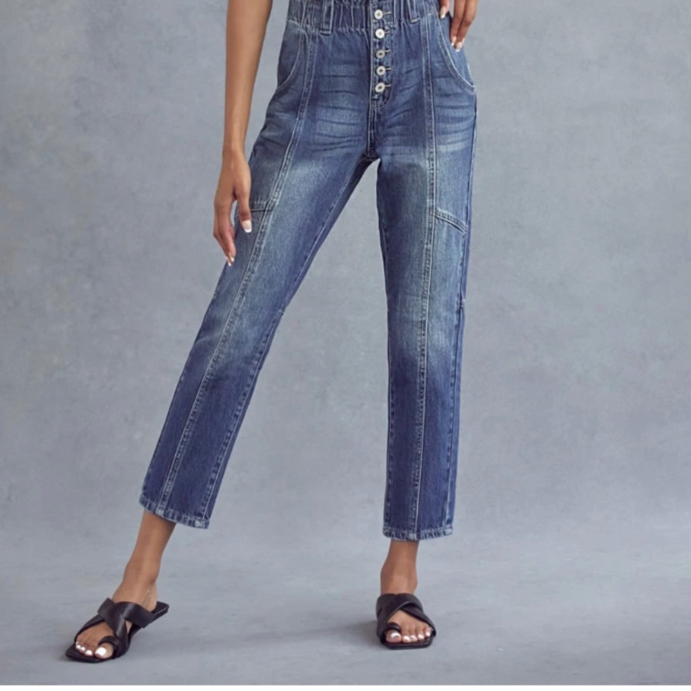Kancan Bronte Ultra High Rise Paperbag Mom Jeans Size 26